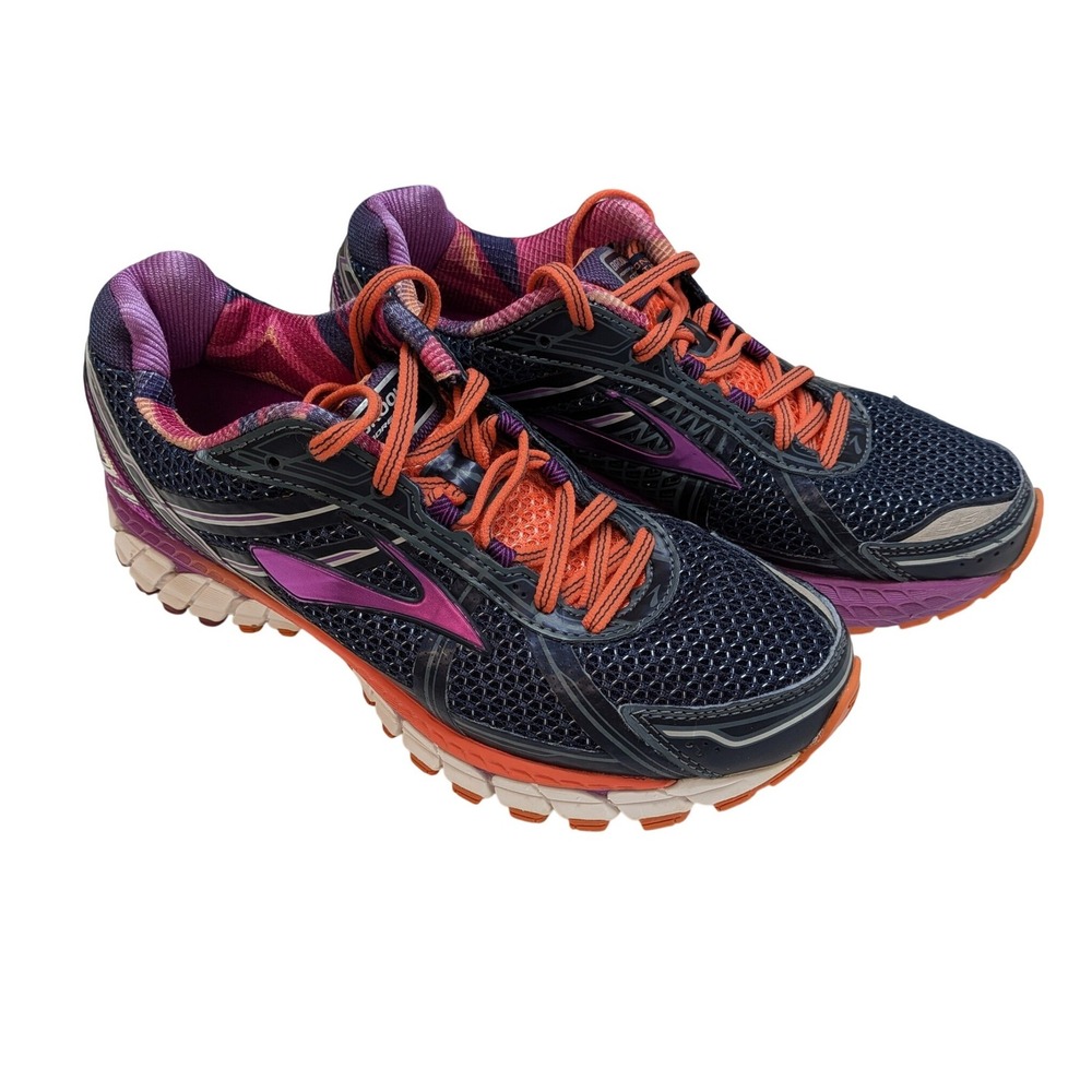 Brooks Adrenaline GTS 15 Running Shoes Womens 7.5 B Navy Purple Orange